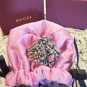 Gucci Silver Lion Ring with Amethyst
